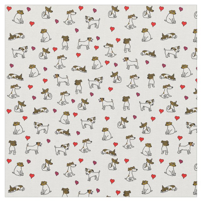 Tecido com Estampa de Cartoon de Jack Russell Terr (Detalhe)
