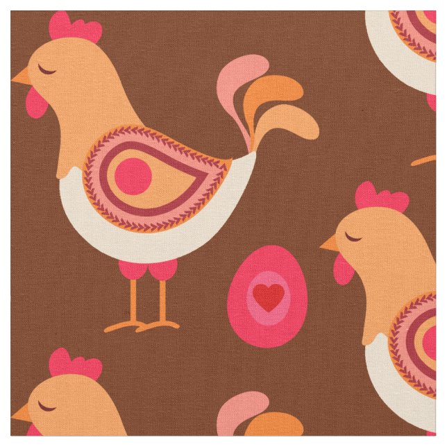 Tecido com Estampa de Frango e Ovo (Detalhe)