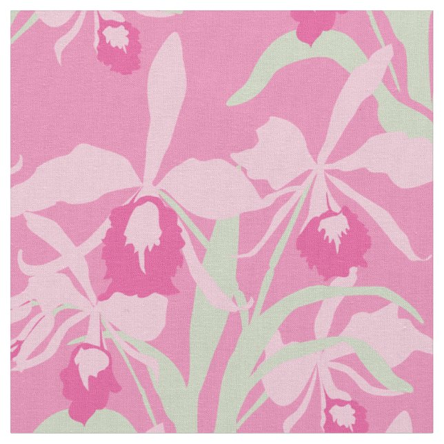 Tecido com estampa floral de orquídea rosa gráfica (Detalhe)