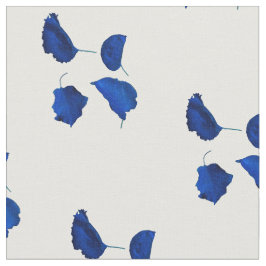 Tecido com padrão de folhas de damasco azul