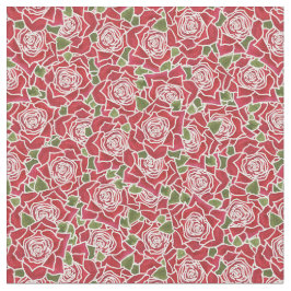 Tecido com padrão de rosas vermelhas românticas