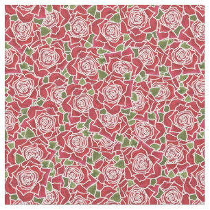 Tecido com padrão de rosas vermelhas românticas
