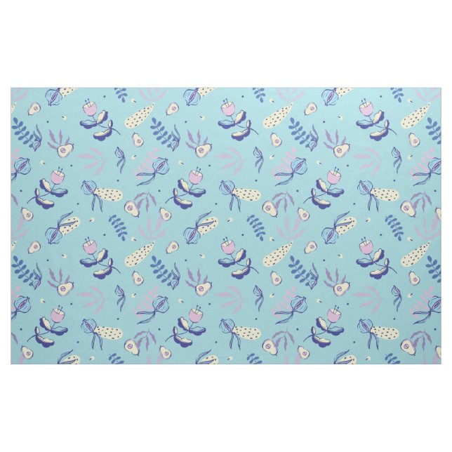 Tecido com Padrão Floral Aqua e Padrões de Artesan (Jarda)