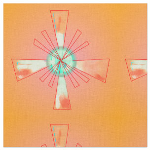 Tecido com>  padrão geométrico laranja/vermelho/ve