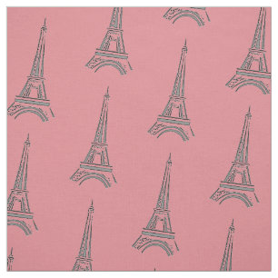 Tecido com Torre Eiffel Francesa Rosa Tema Paris