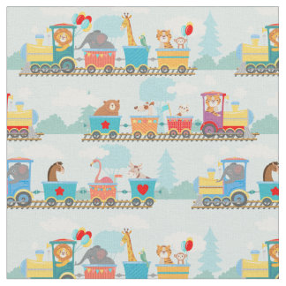 Tecido Comboios a vapor com trilhos de brinquedos de anim