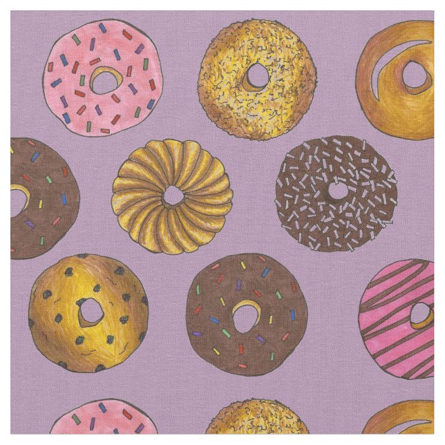 Tecido Comida de café da manhã com roxo de Rosquinhas de  (Detalhe)