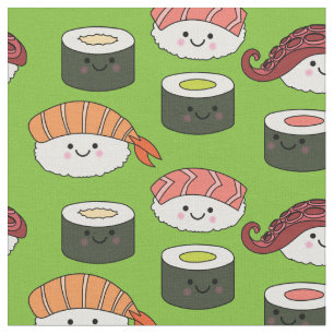 Tecido Comida de Cartoons de Sushi Kawaii