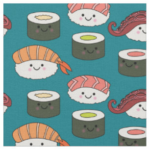 Tecido Comida de Cartoons de Sushi Kawaii
