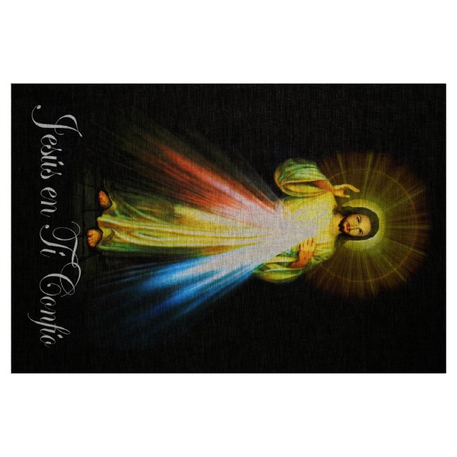 Tecido Compaixão Divino Jesus espanhol Faustina 202 (Fat Quarter)