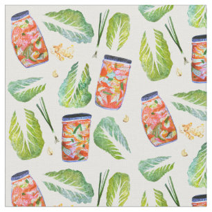 Tecido Componentes Kimchi Padrão de Aquarela Branco