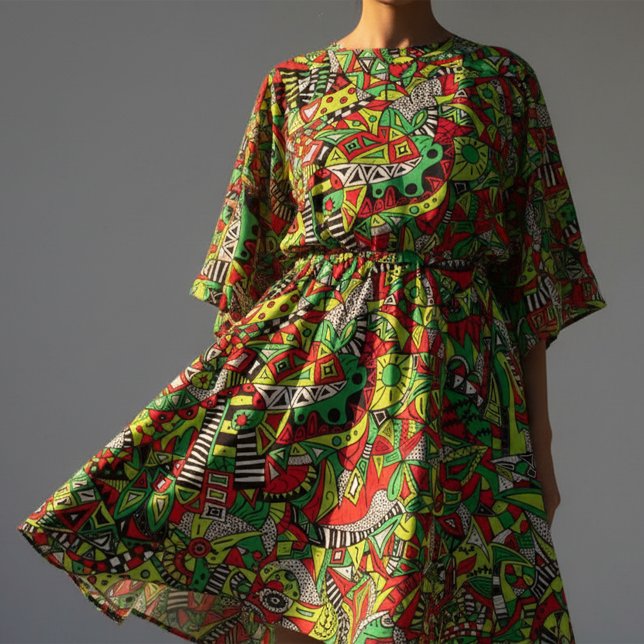 Tecido Composição Colorida de Abstrato Tribal Psicodélica (Criador carregado)