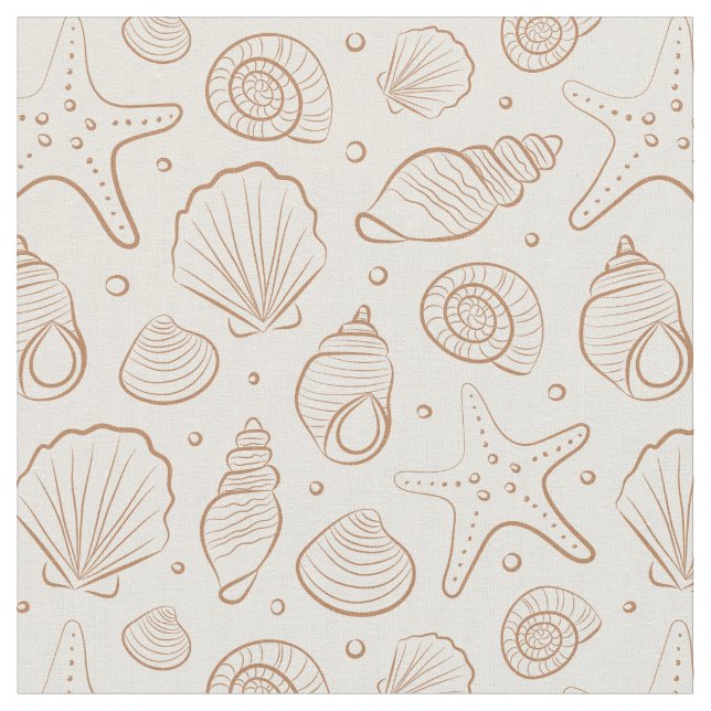 Tecido Concha Marítima Náutica Boho Praia Neutro Creme (Detalhe)