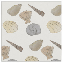 Tecido Conchas do Mar de Aquarela Costeira