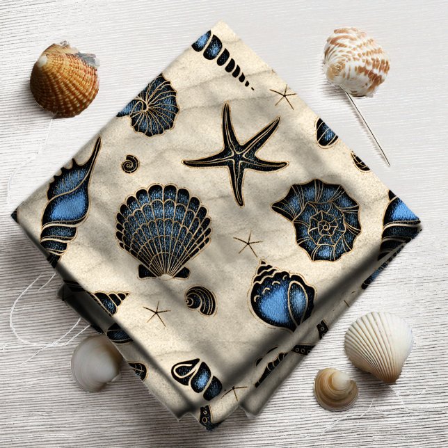 Tecido Conchas e Areia Azul ID782 (Criador carregado)