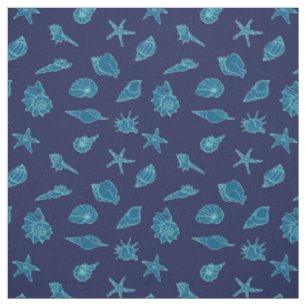 Tecido conchas e estrelas-do-mar