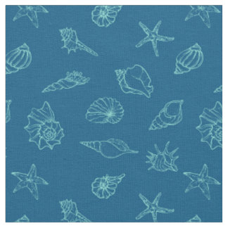 Tecido conchas e estrelas-do-mar