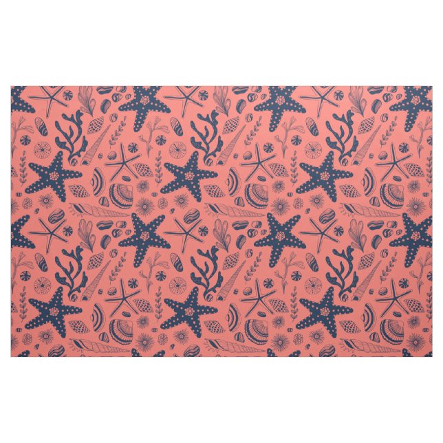 Tecido Conchas marinhas que vivem fundo de coral (Fat Quarter)