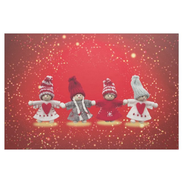 Tecido Condecorações de Natal em fundo vermelho (Jarda)