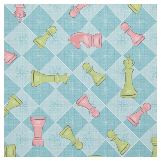 Tecido Conselho de Xadrez Retro Pastel (Modelo)