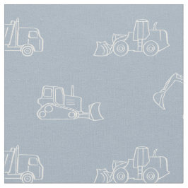 Tecido Construction Vehicles Builder Boy Truck Light Blue