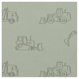 Tecido Construction Vehicles Builder Boy Truck Sage Green