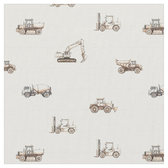 Tecido Construction vehicles heavy equipment beige  (Detalhe)