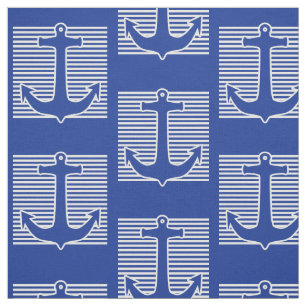 Tecido Contorno azul/branco da âncora + suas ideias