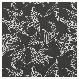 Tecido Contornos brancos de Lily-of-Valley sobre Floral N