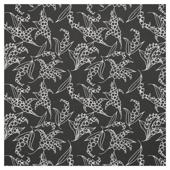 Tecido Contornos brancos de Lily-of-Valley sobre Floral N (Modelo)