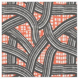 Tecido Contrast lines red black - Japandi