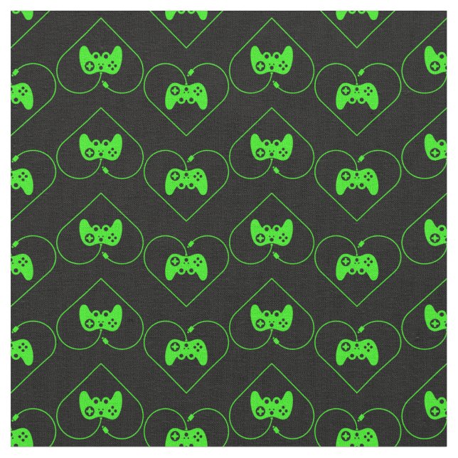 Tecido Controle de Videogame Verde Padrão de Coração (Detalhe)