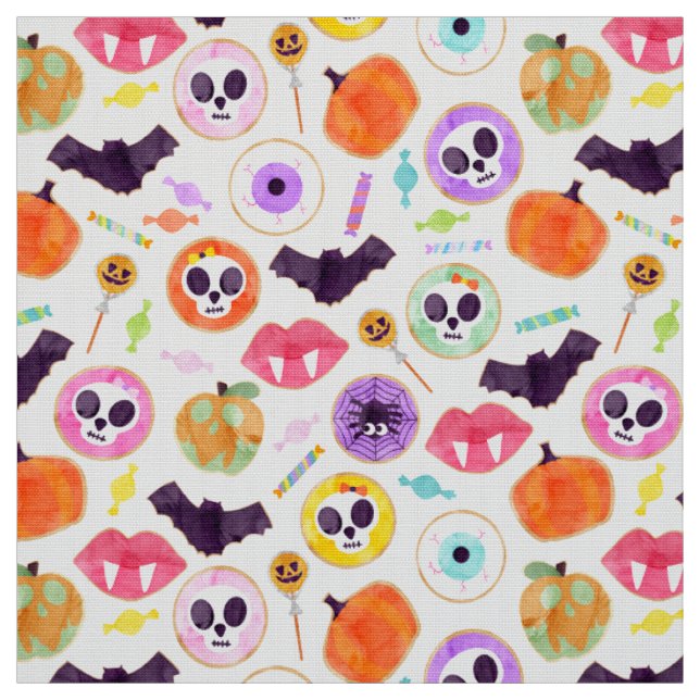 Tecido Cookies de Halloween com Aquarela Padrão de Spooky (Modelo)