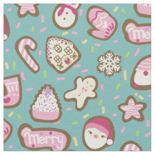 Tecido Cookies Turquoise de Natal