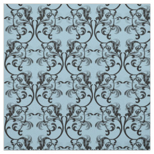 Tecido Cor damasco azul parisiense