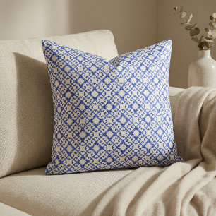 Tecido Cor damasco Azulejo Branco E Azulejo Azul Clássico