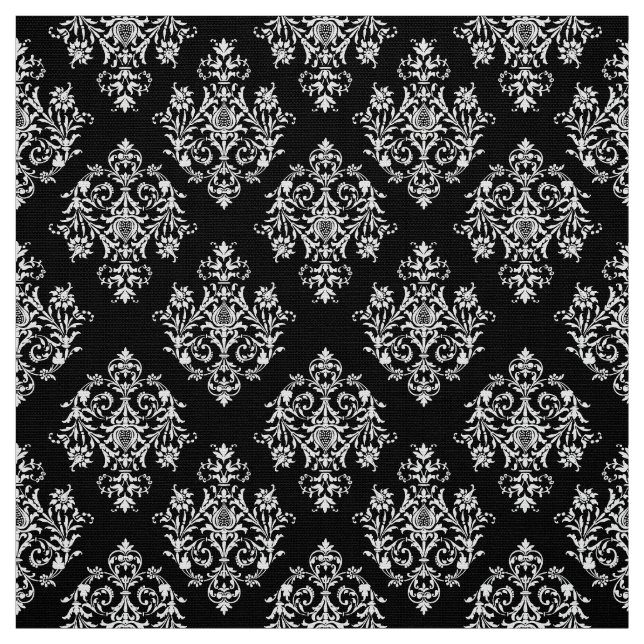 tecido Cor damasco branco barroco ornamentado (Modelo)