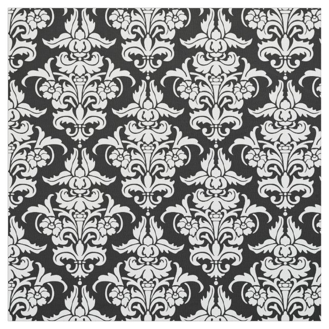 Tecido Cor damasco - branco no preto (Modelo)