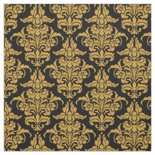 Tecido Cor damasco - Brown Dourado no preto