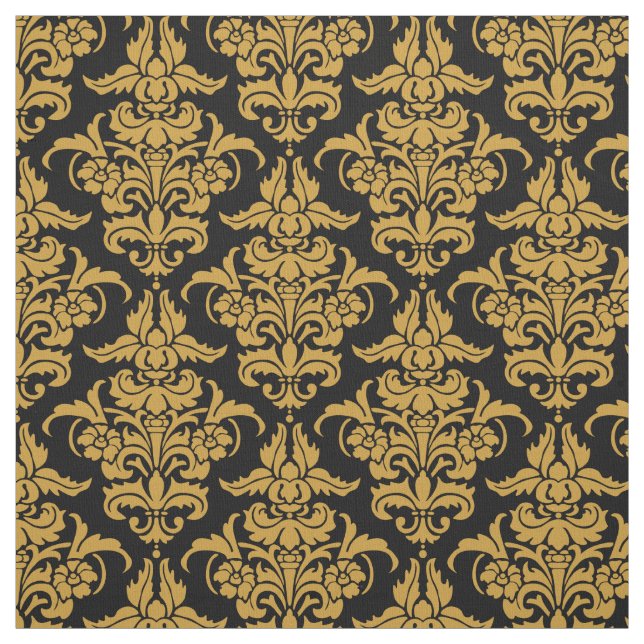 Tecido Cor damasco - Brown Dourado no preto (Modelo)