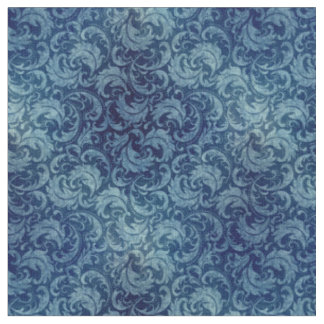 Tecido Cor damasco Elegante Blue Vintage