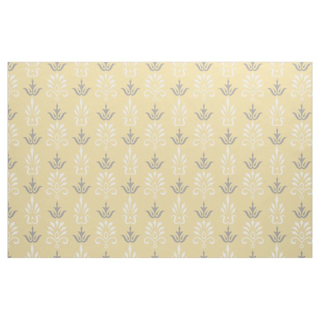 Tecido cor damasco elegante branca de cinza amarel (Fat Quarter)