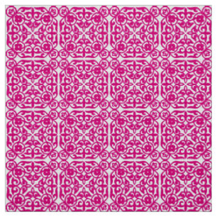 Tecido Cor damasco, magenta e branco medievais