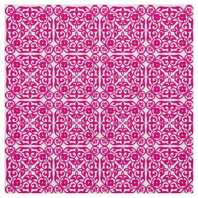 Tecido Cor damasco, magenta e branco medievais (Modelo)