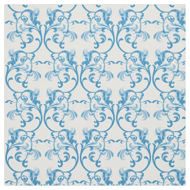 Tecido Cor damasco parisiense azul (Modelo)