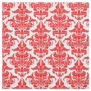 Tecido Cor damasco - Vermelho em branco