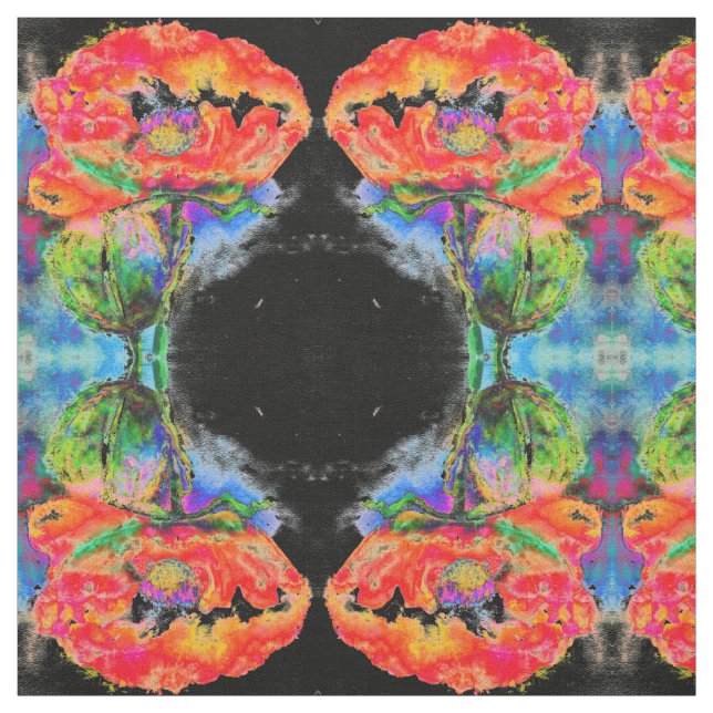 Tecido Cor-de-água floral vermelha Elegante abstrato (Modelo)