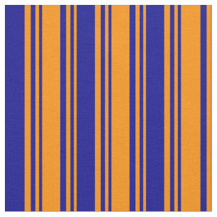 Tecido Cor de laranja escuro e azul escuro Padrão riscado