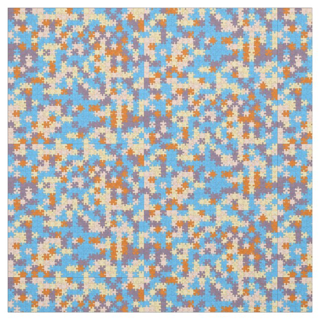 Tecido Cor de laranja, pêssego, amarelo, azul, Quebra-cab (Modelo)