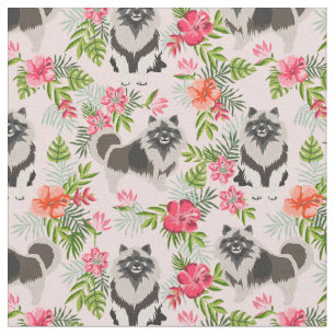 Tecido cor-de-rosa floral do Havaí com cão